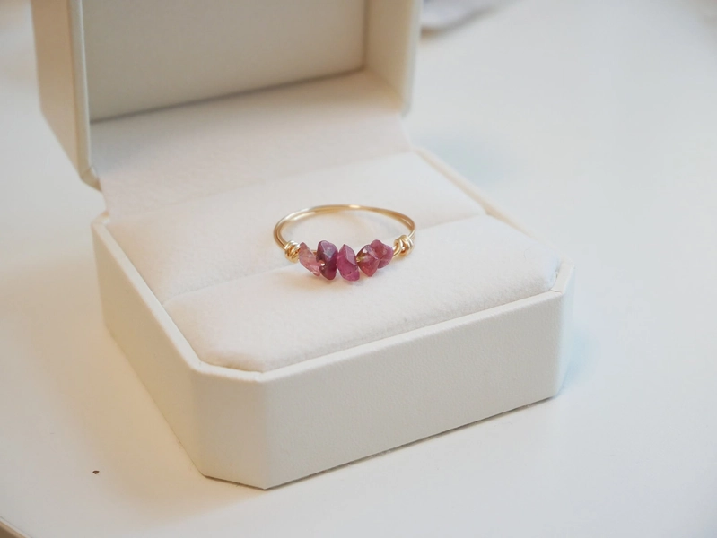 Red tourmaline ring Crystal ring for women Natural stone ring Crystal Quartz ring Birthstone Stacking rings Raw crystal ring Wire wrap ring