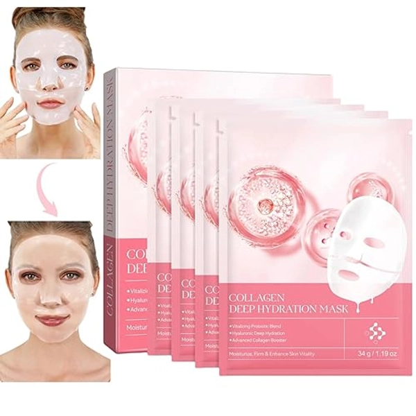 Collagen Mask, Hydrating Collagen Mask Overnight 34g X 4ea, Face Mask for Moisturize