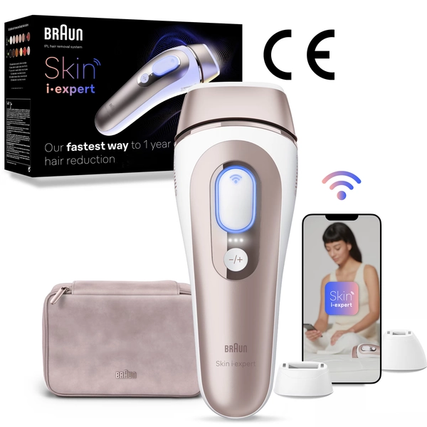 Epilator IPL Braun Skin iExpert PRO 7 PL7253 Tehnologie Skin iExpert, Feedback in timp real, 400.000 impulsuri, 10 niveluri de intensitate, 125 de impulsuri pe minut, Cap de precizie, Cap lat, Trusa de voiaj, Roz