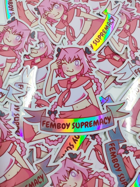 fate astolfo anime manga chibi fate heroic spirit femboy supremacy funny holographic vinyl sticker