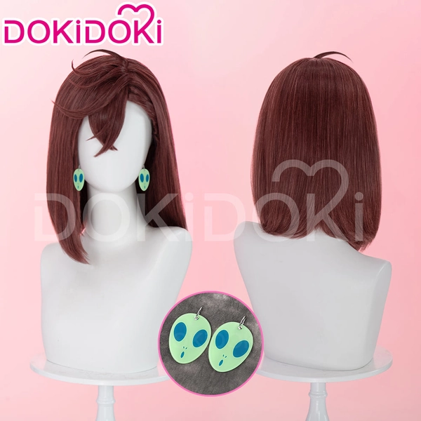 【Ready For Ship】DokiDoki Anime Dandadan Cosplay Momo Ayase Wig / Earrings Brown Red Straight Hair