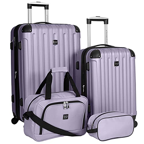 Travelers Club Midtown Hardside Luggage Travel Set, Spinner Wheels,Zippered Divider,Telescopic Handle,Lightweight, Lilac, 4-Piece Set - 4-Piece Set - Lilac
