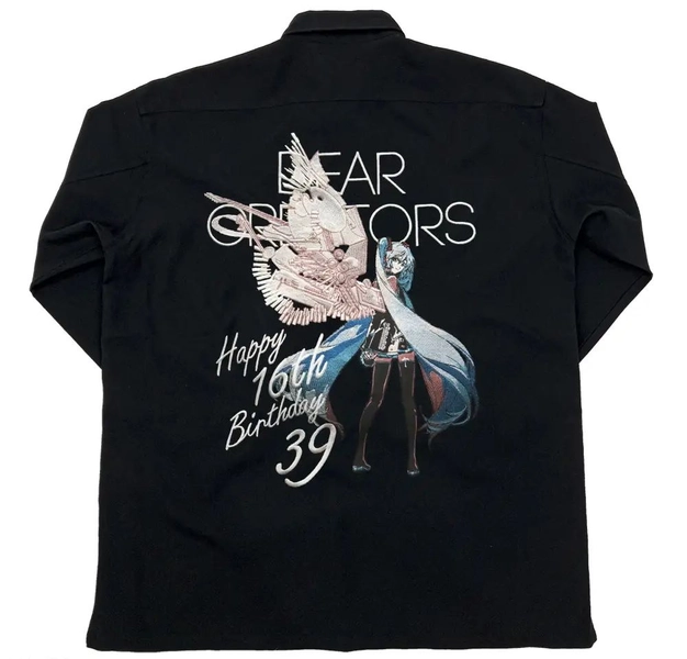 Hatsune Miku Embroidered Shirt Happy 16th Birthday Dear Creators Ver. (Black | Size L)