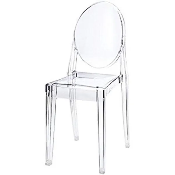 Meubles House GH-Clr Mid-Century Modern Phillip Style Ghost Dining Chair-Armless, Clear