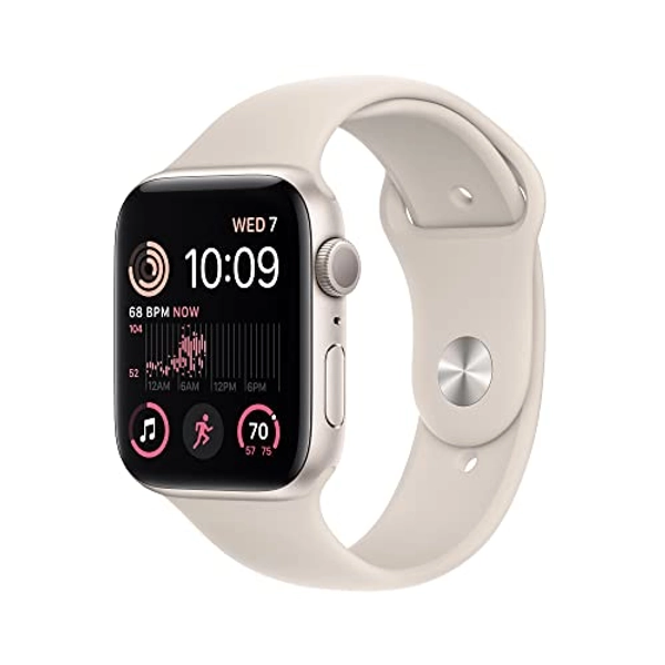 Apple Watch SE (2nd Gen) [GPS 44mm] Smart Watch w/Starlight Aluminum Case & Starlight Sport Band - M/L. Fitness & Sleep Tracker, Crash Detection, Heart Rate Monitor, Retina Display, Water Resistant