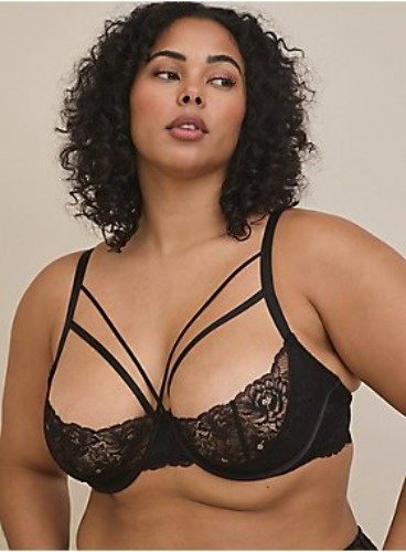 Lightly Lined Strappy Underwire Bralette - Lace Black