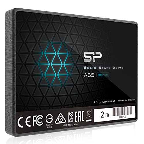Silicon Power 2TB SSD 3D NAND A55 SLC Cache Performance Boost SATA III 2.5" 7mm (0.28") SSD Internal Solid State Drive (SP002TBSS3A55S25) - 2TB - 3D NAND (2TB)