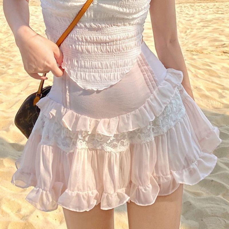 Light Pink Ruffle Skirt - L