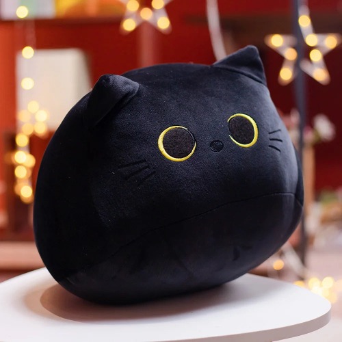 Multi Color Cat Pillow Toy Plushie - Black / 18cm