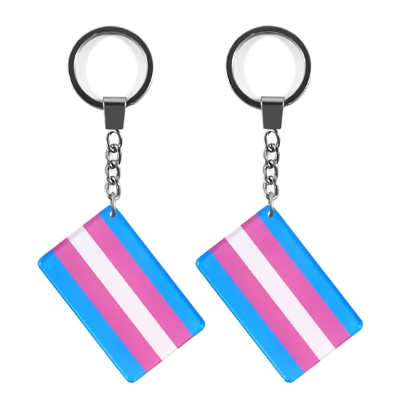 QQSD Transgender Trans Pride Flag Keychain LGBT Key Ring (2 Pack)