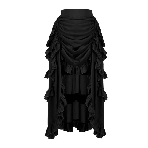 Bwzlpqj Women's Steampunk Skirt Ruffle High Low Outfits Gothic Pirate Skirt - 2022061bk Small