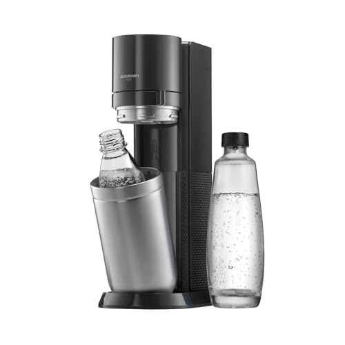 SodaStream Wassersprudler DUO Umsteiger ohne CO2-Zylinder, 1x 1L Glasflasche und 1x 1L spülmaschinenfeste Kunststoff-Flasche, Höhe: 44cm, Farbe: Titan, 19,1x36,6x44,5 - Mit 2 Flaschen ohne CO2-Zylinder - Titan