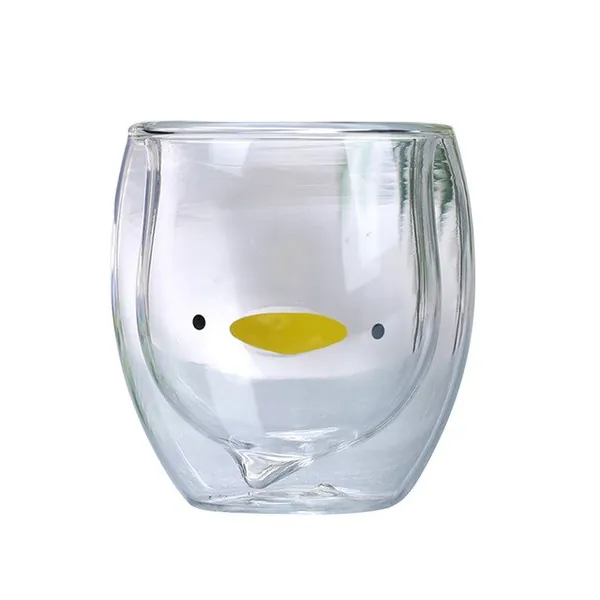 Cute Animal Cup Double Wall Glass Housewarming Gifts - Duck