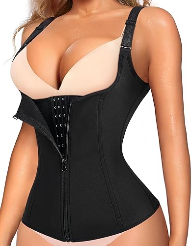 LODAY Waist Trainer Corset for Women Tummy Control Sport Workout Body Shaper Black - Black - X-Large