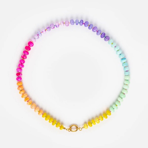 Beaded Gemstone Charm Holder Necklace | Candy Opal / 20 inch