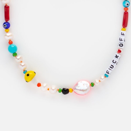 Handmade Beaded Eff Off Necklace | Default Title