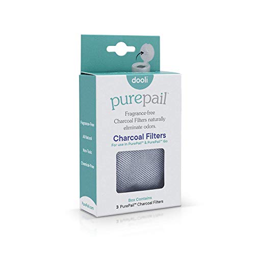 PurePail Charcoal Filters — 3 Count — Absorb and Naturally Eliminate Odors — Fragrance and Chemical Free — Non-Toxic — Fits PurePail Classic and PurePail Go — Replace Every 30 Days —3 Month Supply - 3 Count (Pack of 1)