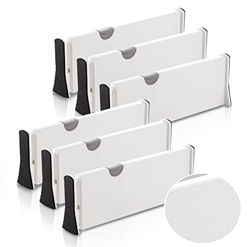 Ormeli Drawer Dividers Expandable Adjustable Dresser Drawer Organizers Divider for Clothes, Silverware and Utensils fit Kitchen, Bedroom, Bookcase, Baby Drawer with Instructions - 4"Tall 15"-21"Long - 6 Package