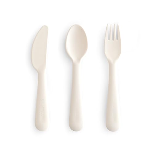mushie Dinnerware Cutlery Set of 3 For Kids | Made in Denmark (Ivory) - Ivory