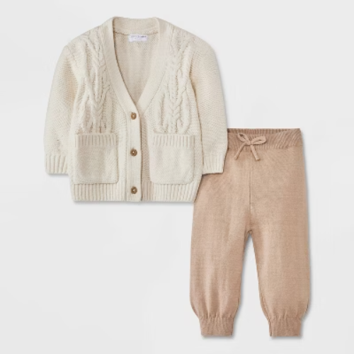 Grayson Mini Baby Cable Top & Bottom Set - Off-White 18M