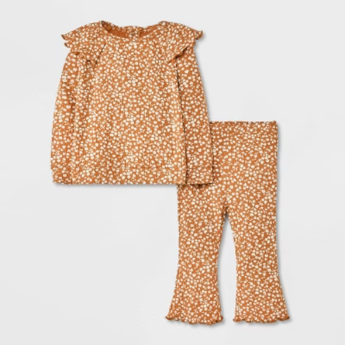 Baby Girls' Top & Bottom Set - Cat & Jack™ Brown 18M