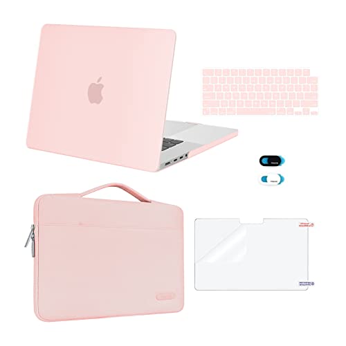 MOSISO Compatible with MacBook Pro 16 inch Case 2023 2022 2021 Release M2 A2780 A2485 M1 Pro/Max Chip Touch ID, Plastic Hard Case&Sleeve Bag&Keyboard Skin&Webcam Cover&Screen Protector, Chalk Pink - Chalk Pink