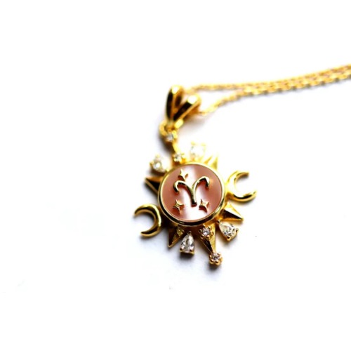 Celestial Horoscope Pendant - Aries - Gold