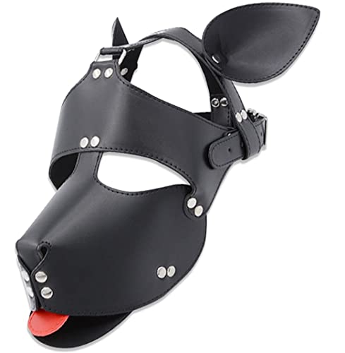 HMILY Handmade full face dog mask cosplay steampunk Halloween costume props - Black Stitching