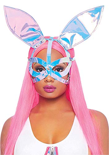 Leg Avenue Women's Holographic Vinyl Bunny Ear Mask - Holo - One Size