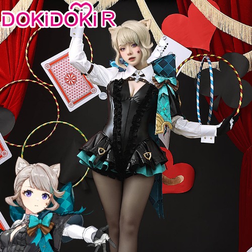 【Size S-2XL】DokiDoki-R Game Genshin Impact Cosplay Fontaine Lynette Costume Magician Women | M-PRESALE