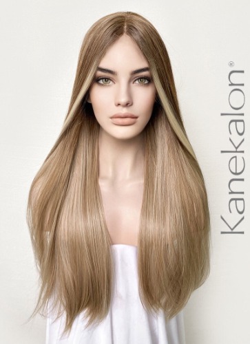 Brown Blonde Ombre Money Piece Straight Lace Front Kanekalon Synthetic Wig LF3168 | Brown Blonde Ombre