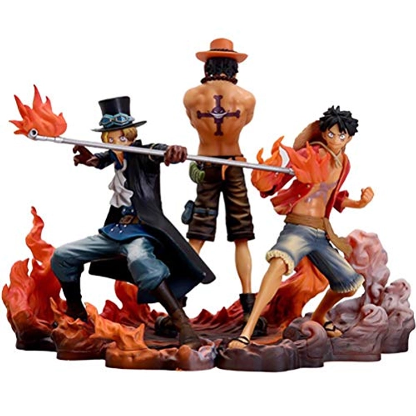 LIANGLIDE One Piece Anime Figure,Monkey D Luffy,Portgas D Ace,Sabo Brotherhood Figure,One Piece Figure Anime Statues Realistic Character Model Toy