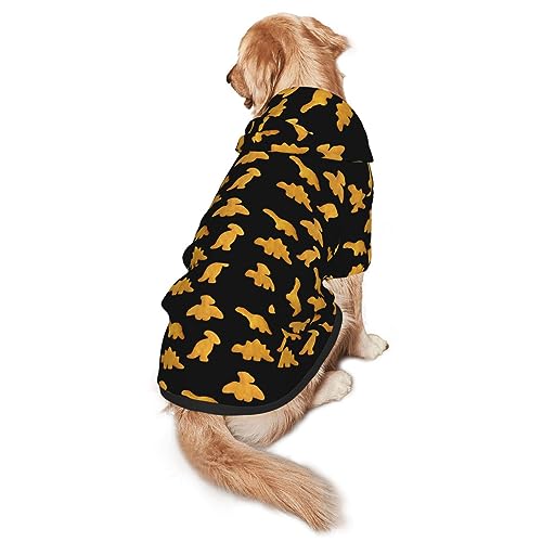 Cute Dinosaur Chicken Nuggets Dog Costume Warm Pet Hoodie Sweatshirt Fall Winter Warm Jacket Pullover Coat Large - Black - Large