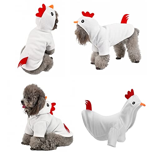 Yoption Dog Cat Chicken Costumes, Pet Halloween Christmas Thanksgiving Cosplay Dress Hoodie Funny Outfits Clothes for Puppy Dogs (L) - L-Neck Girt: 15", Chest Girth: 19''