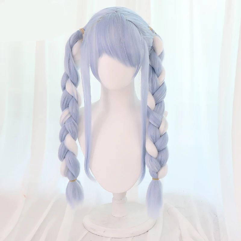 Hololive VTuber Usada Pekora Wig Hololive Youtuber Cosplay Double Ponytails Light Blue with White Synthetic Hair Role Play - AliExpress 