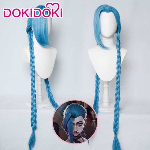 【 Ready For Ship】DokiDoki Game LOL Arcane Jinx Cosplay Wig Long Blue League of Legends | JINX