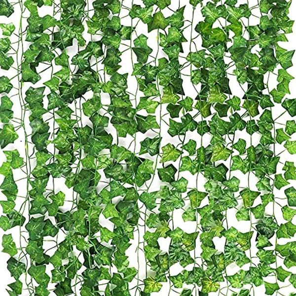 CEWOR 14 Pack 98 Feet Fake Ivy Leaves Artificial Garland Greenery Hanging Plant Vine for Bedroom Wall Decor Wedding Party Room Aesthetic Stuff