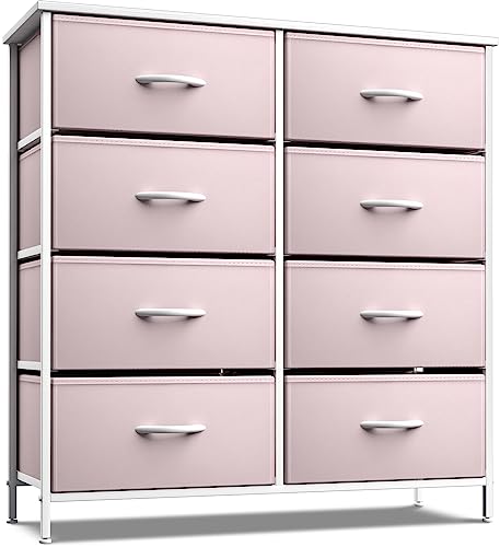Storage Unit Organizer Chest for Clothes - Bedroom, Kids Room, Nursery, & Closet (Pink, 31.5 x 12 x 32-8 Drawer) - Pink - 8 Drawer