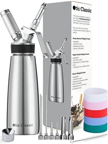 500ml Stainless Steel Whipped Cream Dispenser with Decorating Nozzles and Colored Grips - Whipped Cream Dispenser Set