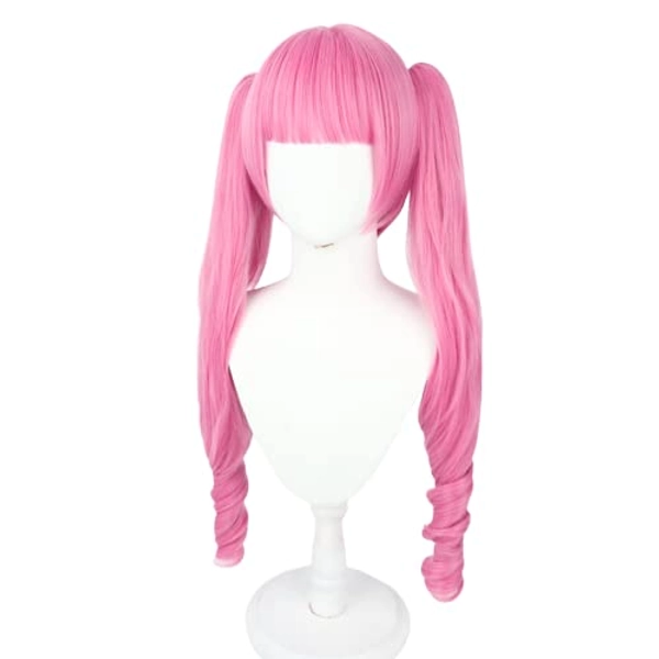 Anime Perona Cosplay Wig 80cm Long Pink Curly Hair One Piece Perona Wigs Heat Resistant Synthetic Hair Party Woman Wigs + Wig Cap (A)