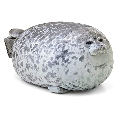 Pineapple Chubby Blob Seal Plush Pillow, Cute Stuffed Animal Seal Plushie Toy, Cotton Plushy Ocean Gray Large (23.6 inch) - Seal