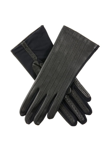 Dents Women's Olivia Perforated Leather Gloves with Silk Lining, Black, One Size
