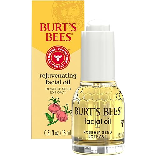 Burt's Bees Gua Sha Face Oil With Rosehip Seed Extract, 0.51 fl. oz. | Reduces Appearance of Fine Lines and Wrinkles