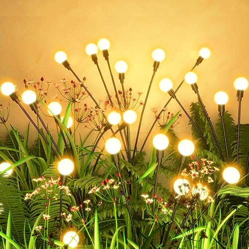 Flumy Solar Lights Outdoor Waterproof 8 Pack, Upgraded Outdoor Solar Lights for Yard Patio Garden Decor, Solar Lights for Outside Gardening Supplies, Firefly Garden Lights Solar Powered Outdoor - 8 Pack