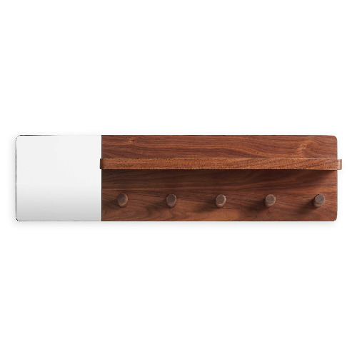 Candid Wall Shelf with Hooks | Walnut