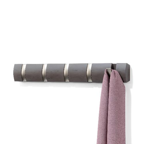 Flip 5 Wall Hook | Driftwood-Nickel