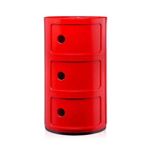 Componibili Round Storage | Red Glossy / 3 Elements: 12.6 in Dia x 23 in H