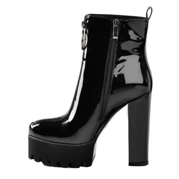 MissHeel Women's Close Toe Block High Heel Ankle Boots Platform Casual Dress Booties