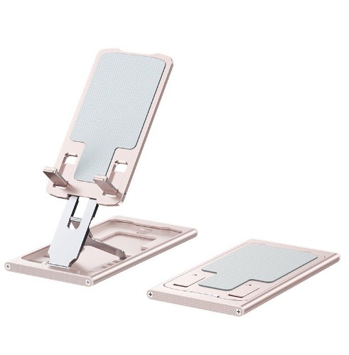 Slim & Compact Foldable Phone Holder with Mirror - Rose Gold