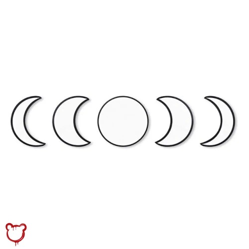 5pc Moon Wall Mirror Set - Black